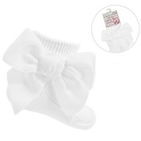S126-W: White Ankle Socks w/Velvet Bow (0-24 Months)